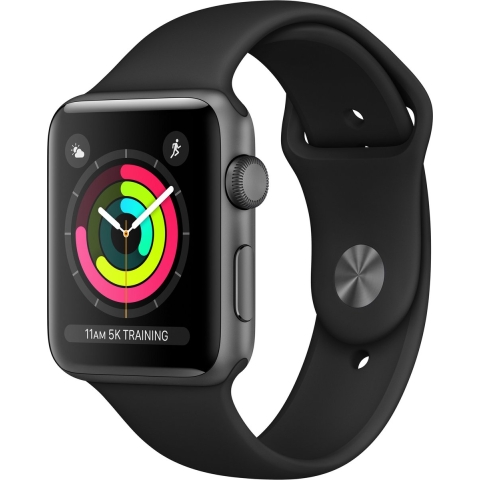 Apple Watch Series 3 (2017) | 42 mm | Aluminium | GPS | grijs | Sportbandje zwart