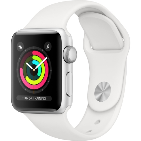 Apple Watch Series 3 (2017) | 38 mm | Aluminium | GPS | zilver | Sportbandje wit