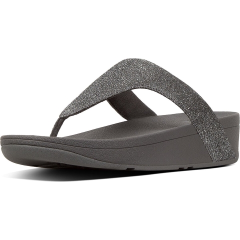 Dames Fit Flop Lottie Glitzy Toe Thong Sandalen in Gunmetal