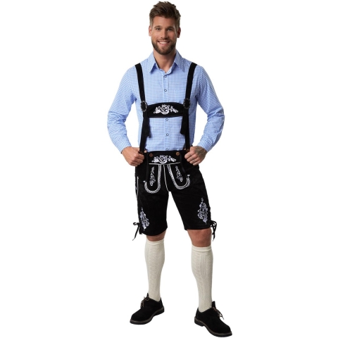 Dressforfun Lederhose Frankenwald M - Verkleedkostuum - Traditionele klederdrachtstijl - Zwart