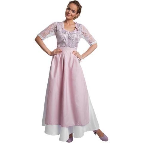 Dressforfun Maxi-Dirndl Neuschwanstein - Verkleedkostuum - Vetersluiting met ketting - Zachtroze