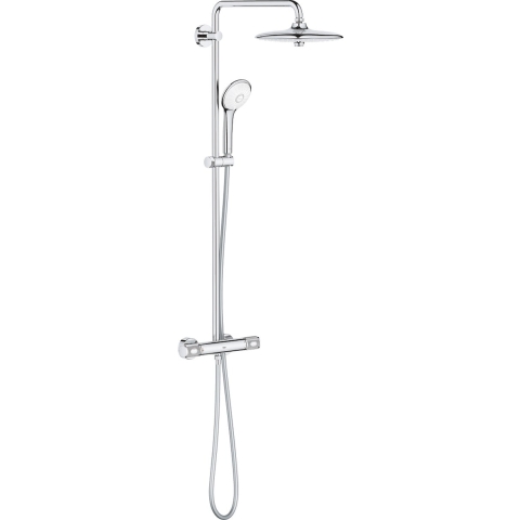 GROHE Euphoria - Regendoucheset - hoofddouche 26cm - massage handdouche rond - thermostatisch - chroom