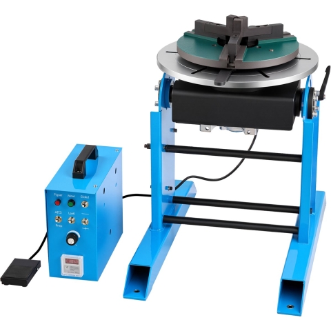 VEVOR lasdraaitafel 300 kg, laspositioneerder 200 W, kantelhoek -45° tot 90°, snelheidsregeling 0,2–2,5 tpm, elektrisch en met voetpedaal, voor snij-, slijp- en montagewerkzaamheden.
