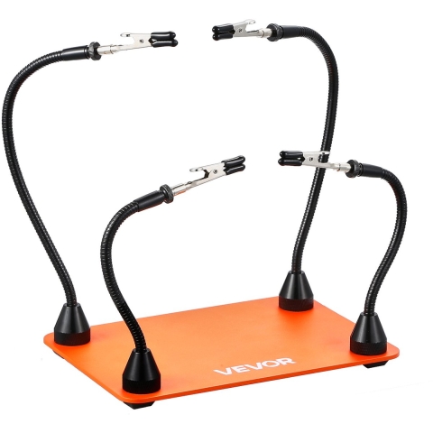 VEVOR Soldeerhulp Derde Hand 201x140x3 mm, Magnetisch Soldeerstation, 4 Flexibele Armen, met Krokodillenklemmen en Antislip Stalen Basis, voor Elektronische Reparaties, Handwerk, Hobby's, Doe-het-zelf