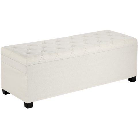 VEVOR Opbergpoef 110 x 40 x 40 cm Voetenbank Opbergbox, Draagvermogen tot 299,37 kg, Opvouwbare, Gevoerde Bank met Metalen Frame, Poef voor Woonkamer Slaapkamer Beige