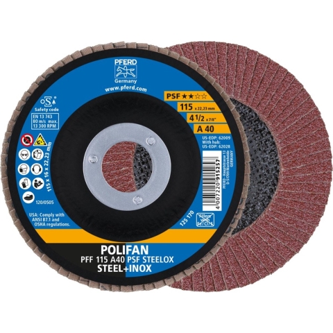 PFERD TOOLS 67644115 PFF 115 A 40 PSF STEELOX Lamellenschijf Diameter 115 mm Boordiameter 22.23 mm RVS, Staal 10 stuk(s)