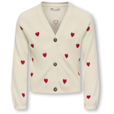 Kids Only Cardigan - KogDana - Tofu/Barbados Cherry/Heart - Kids Only - 9-10 jaar (134-140) - Cardigan