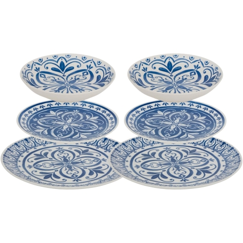 24x servies set delft - 12-delig - blauw - aardewerk dinerservies - tafelservies - 4 personen -