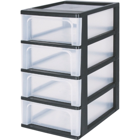 IRIS Organizer Chest - Ladesysteem - 4 lades 4 x 7L - Kunststof - Zwart