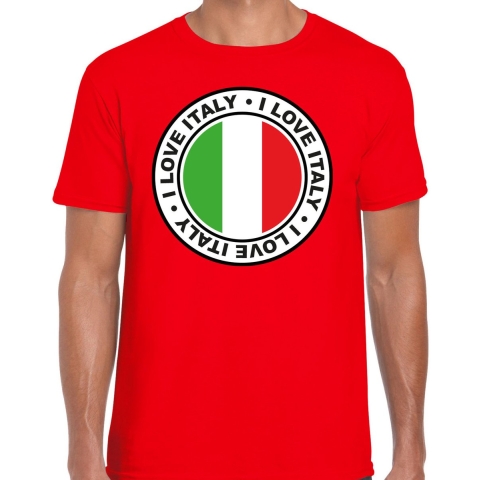 Verkleed T-shirt voor heren - I Love Italy - rood - voetbal supporter - themafeest 2XL -