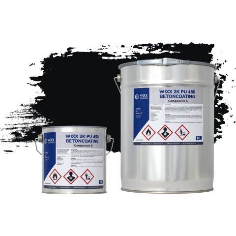 Wixx 2K PU 450 Betoncoating RAL 9005 | Gitzwart 10L