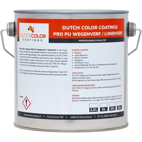 DCC PRO PU Wegenverf/Lijnenverf RAL 9016 | Verkeerswit 5L