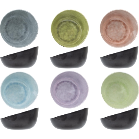 Cosy & Trendy tapas / snack schaaltjes Streetfood - 6x - melamine - multi kleuren - D16 x H10 cm -