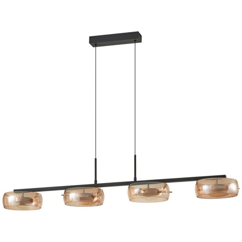 Lucande - Martis LED hanglamp, 4-lamps, amber, dimbaar