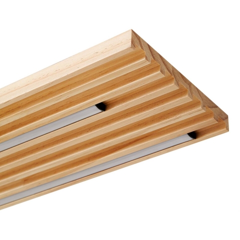 Lindby - Madero LED plafondlamp, grenenhout, 90 cm x 20 cm