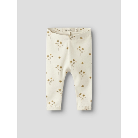 Lil Atelier Leggings - NbfLayo - Coconut Melk/Flower Yellow - Lil Atelier - 62 - Leggings