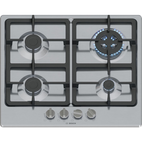 Bosch Serie 4 PGH6B5K90 kookplaat Roestvrijstaal Ingebouwd 58 cm Gaskookplaat 4 zone(s)