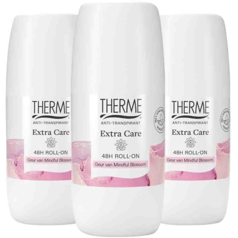 3x Therme Deodorant Roll On Extra Care Mindful Blossom 60 ml