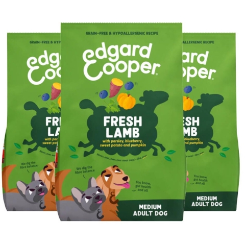 3x Edgard&Cooper Hondenvoer Droog Lam Medium 1 kg