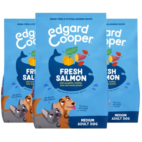 3x Edgard&Cooper Hondenvoer Droog Zalm Medium 1 kg