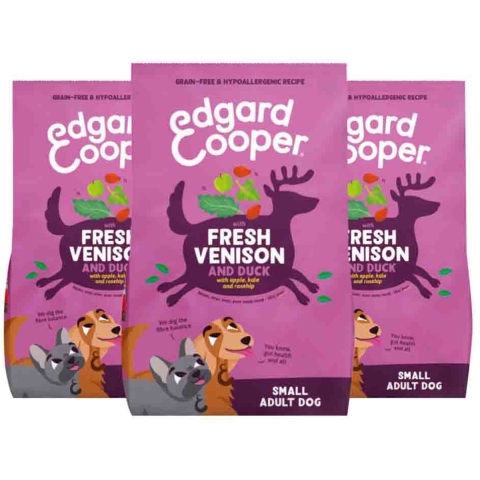 3x Edgard&Cooper Hondenvoer Droog Adult Small Hert&Eend 3 kg