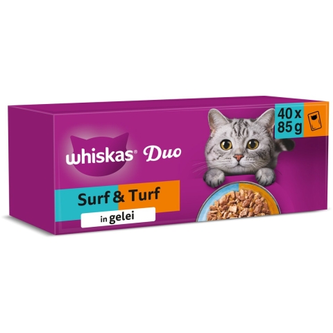 Whiskas Kattenvoer Nat Adult 1+ Surf&Turf in Gelei Multipack 40x85 gr