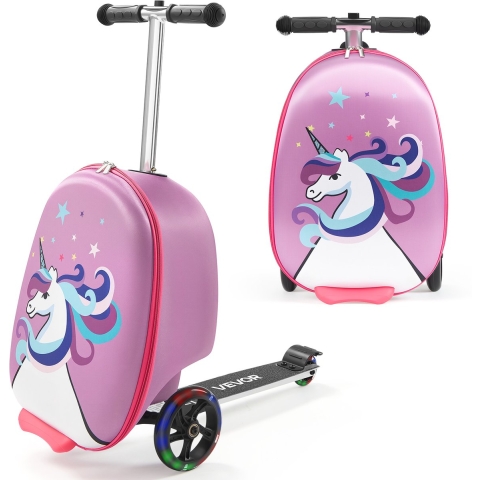 VEVOR Scooterkoffer, 20 liter inhoud, reiskoffer met Flash PU-wielen, TPR antislip handgreep, max. draagvermogen 50 kg, handbagage voor kinderen vanaf 5 jaar, paars