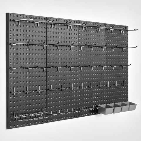 VEVOR Tool Wall, 61 x 30 cm, set van 4, robuuste wandorganizer met accessoires, voor woonkamer, garage, gereedschapsopslag, kantoororganisatie, hobbykamer, keuken, thuis, zwart