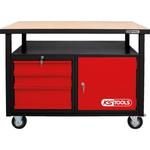 KS Tools 8650101 Verrijdbare werkbank met 3 schuifladen en 1 deur (b x h x d) 1200 x 840 x 600 mm