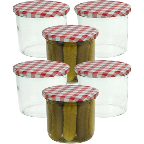 Weckpotten / inmaakpotten - rood - 12x stuks - 230 ml - met draaideksel - glas -