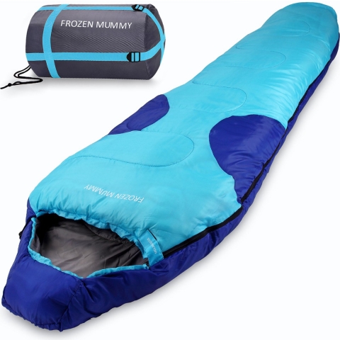 Frozen Mummie Slaapzak Lichtblauw/Blauw 230x82cm tot -21°C