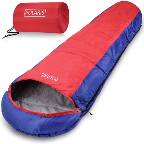 POLARIS Mummieslaapzak 210x75 cm -7°C Outdoor Blauw-Rood