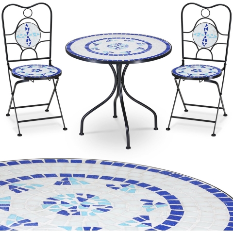 Mozaïek Bistroset Neptun 3-delig Metaal 2 Stoelen 60 cm