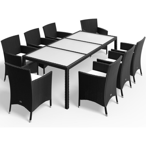 Polyrotan Tuinset Milan 9-delig Zwart