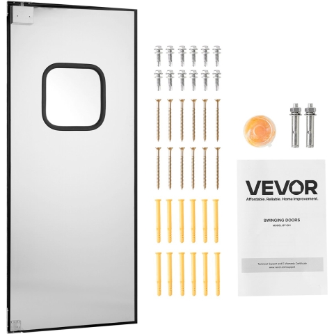 VEVOR draaideur 917 x 78 x 2133 mm, enkel paneel, past op deuropeningen van 91 x 213 cm, commerciële roestvrijstalen deuren met hardware en accessoires, ideaal voor residentieel gebruik