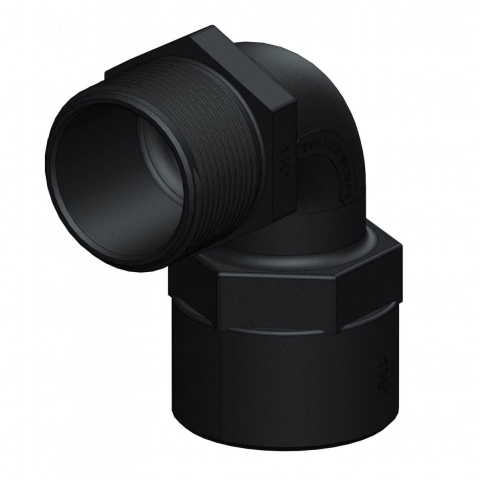 TruDesign Verbinder 90° binnen en buitendraad 1 1/2 inch BSP V - 1 1/2 inch BSP M bocht