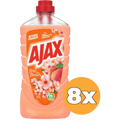 8x Ajax Allesreiniger Fête Des Fleurs Peach 1 liter