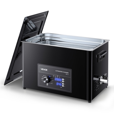 VEVOR ultrasone reiniger, professioneel ultrasoon reinigingsapparaat met draaiknopbediening, 30 liter, reinigingsapparaat met mandje en reinigingsbal, ultrasoon reiniger voor horloges, scheermesjes, sieraden en munten.