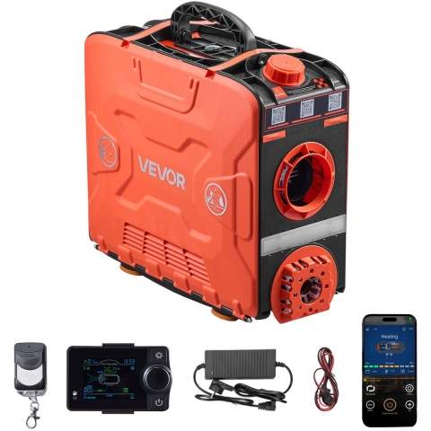 VEVOR Dieselverwarming 5-8KW DC 12 V Draagbare alles-in-één dieselluchtverwarmer met Bluetooth-appbediening, afstandsbediening en LCD-scherm, 4,5 l brandstoftank voor voertuigen, bestelwagens en campers