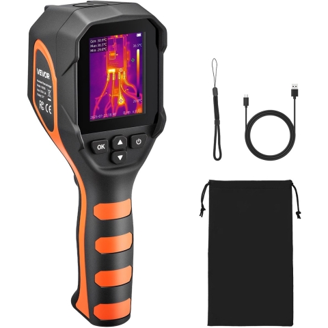 VEVOR warmtebeeldcamera, 320x240 TISR Superresolutie, warmtebeeldcamera met 2MP visuele camera, 160x120 IR-resolutie, vernieuwingsfrequentie van 25 Hz, -20 °C tot 550 °C, 4 beeldmodi en 6 kleurenpaletten