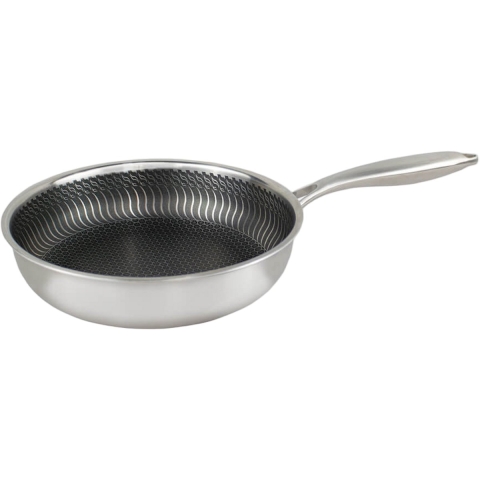 Cook&Pan - Honey Koekenpan 20 cm - Inductie Pannen- Honinggraat 3-Ply PFAS-vrij - 7 jaar garantie - RVS