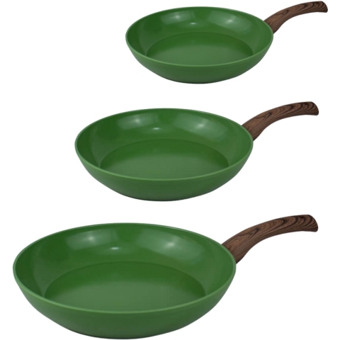 Cook&Pan - Go Green Koekenpannenset 3-Delig - Inductie Pannen- Keramische Anti-aanbaklaag PFAS-vrij - 7 jaar garantie - Groen