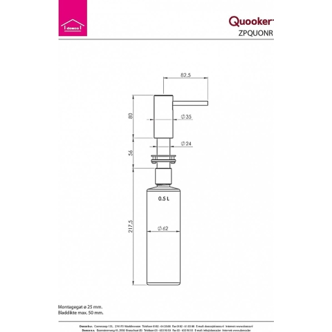 Quooker Zeeppomp Nordic - Inbouw - Messing Platina