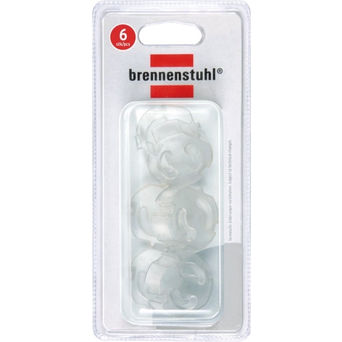 Brennenstuhl contactbescherming met contactdoos, transparante contactbescherming voor stopcontacten, 6 stuks