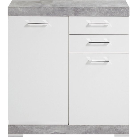 FMD Kast met 2 deuren en 2 lades 80x34,9x89,9 cm betonkleurig en wit