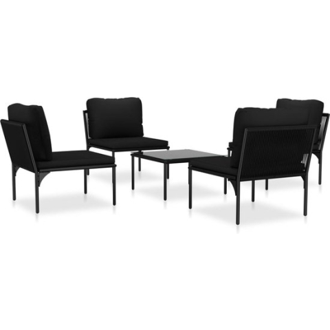 vidaXL-5-delige-Loungeset-met-kussens-PVC-zwart