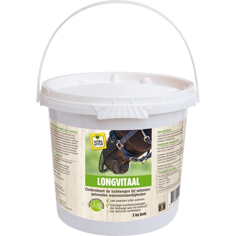 VITALstyle Longvitaal - Paarden Supplement - Ondersteunt Luchtwegen Bij Seizoensgebonden Omstandigheden - Met o.a.Fenegriek & Anijszaad - 3 kg