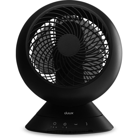 Duux Globe Tafelventilator Zwart - Stille Ventilator 13dB - 3 snelheden - Horziontaal + Verticaal draaien