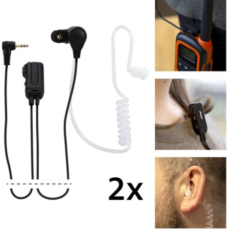 Alecto FRH-10 DUO - Headset geschikt om aan te sluiten op Walkie Talkies en Portofoons - Verbinden via AUX -2 stuks - Wit-Zwart