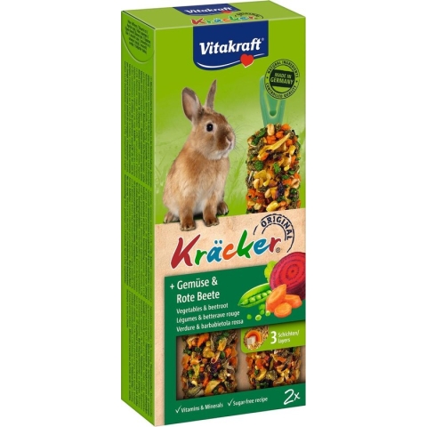 Vitakraft Dwergkonijnkracker - 2 In 1 Groenten - Konijnensnack